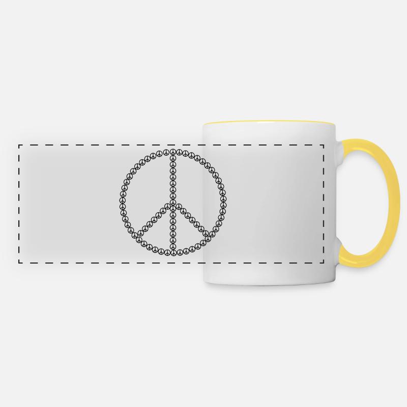 Peace sign - Panoramic Mug - white/yellow