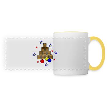 Can throwing litter on the booth of the fair Retro - Panoramic Mug - white/yellow - Front