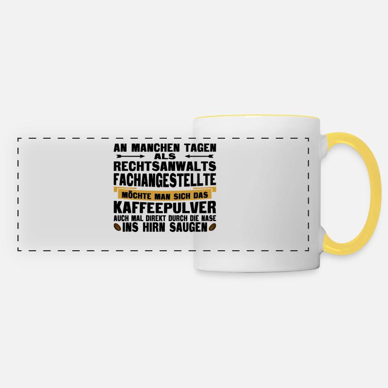Rechtsanwaltsfachangestellte Kaffeetasse - Panoramatasse - Weiß/Gelb