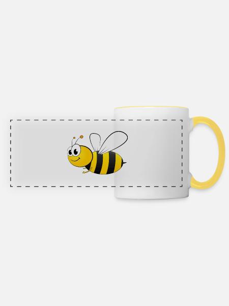 fleißiges Bienchen - Panoramatasse - Weiß/Gelb