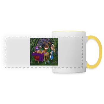 Alice au pays des merveilles thé pary - Mug panoramique contrasté et blanc - blanc/jaune - Devant