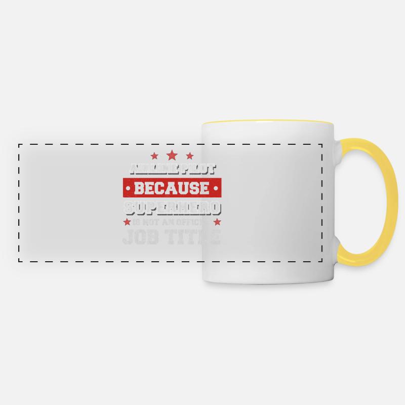 Airline pilot because Superhero is not a job - Panoramic Mug - white/yellow