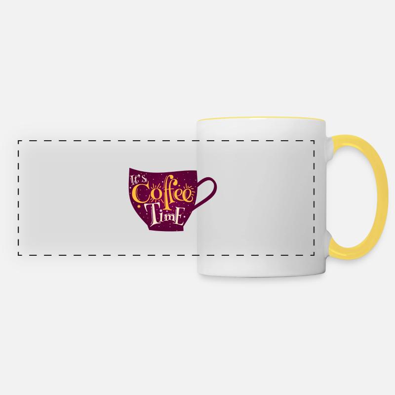 Coffee time - Panoramic Mug - white/yellow