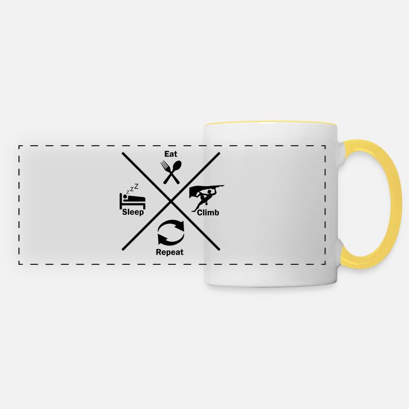 Sleep Eat Climb Repeat Boulder Climbing Sport Mountain - Panoramic Mug - white/yellow
