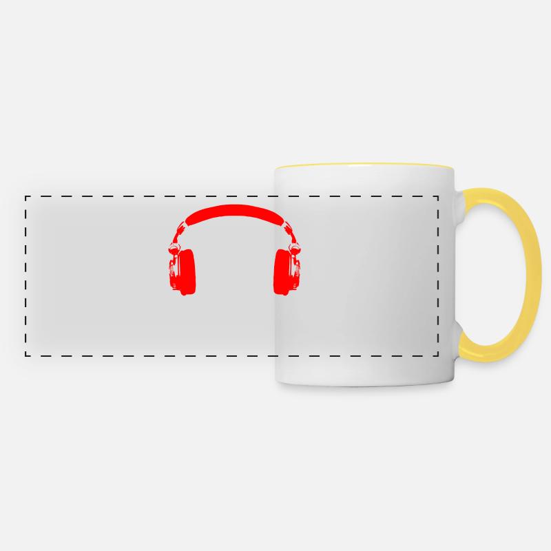 Gorilla with headphones - monkey music bass gift - Panoramic Mug - white/yellow
