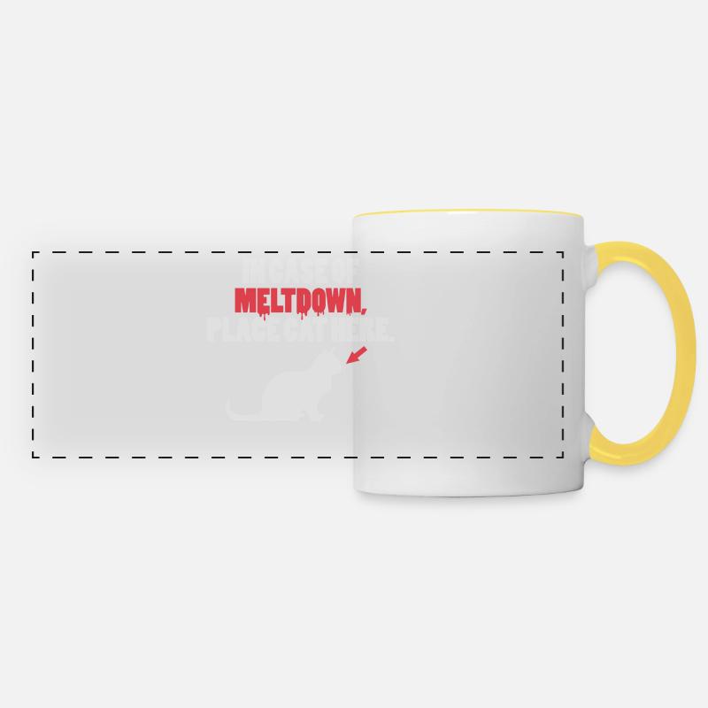Chat drôle - Mug panoramique contrasté et blanc - blanc/jaune