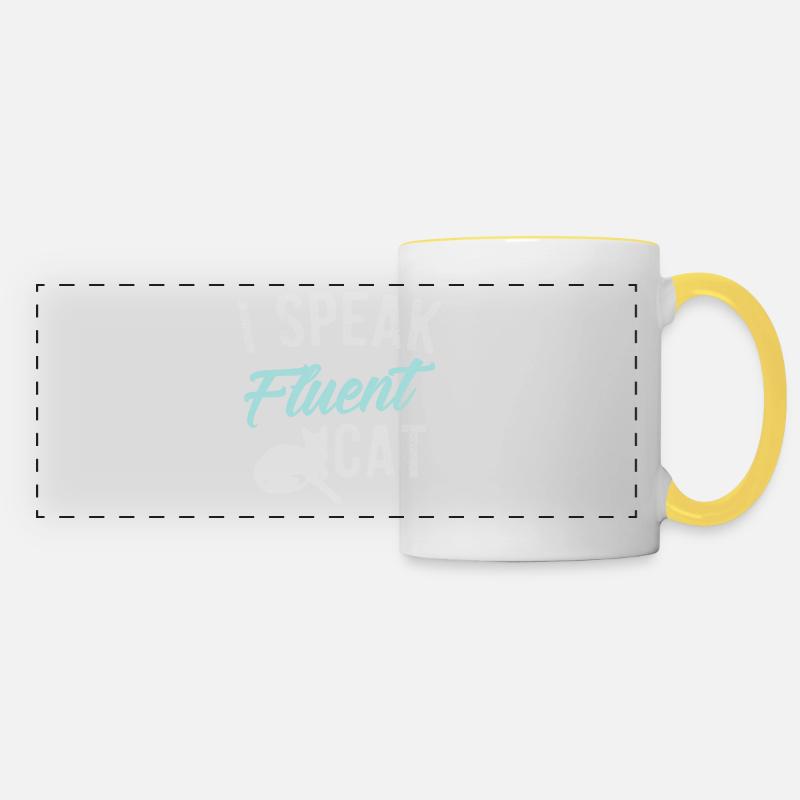 Funny cat - Panoramic Mug - white/yellow