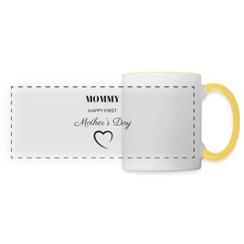 MAMAN HEUREUX PREMIER JOUR DE MÈRE / COEUR - Mug panoramique contrasté et blanc - blanc/jaune - Devant