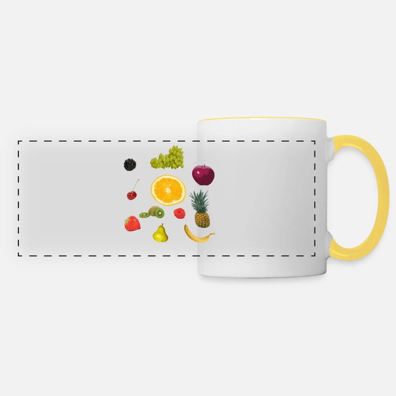 fruits - Mug panoramique contrasté et blanc - blanc/jaune