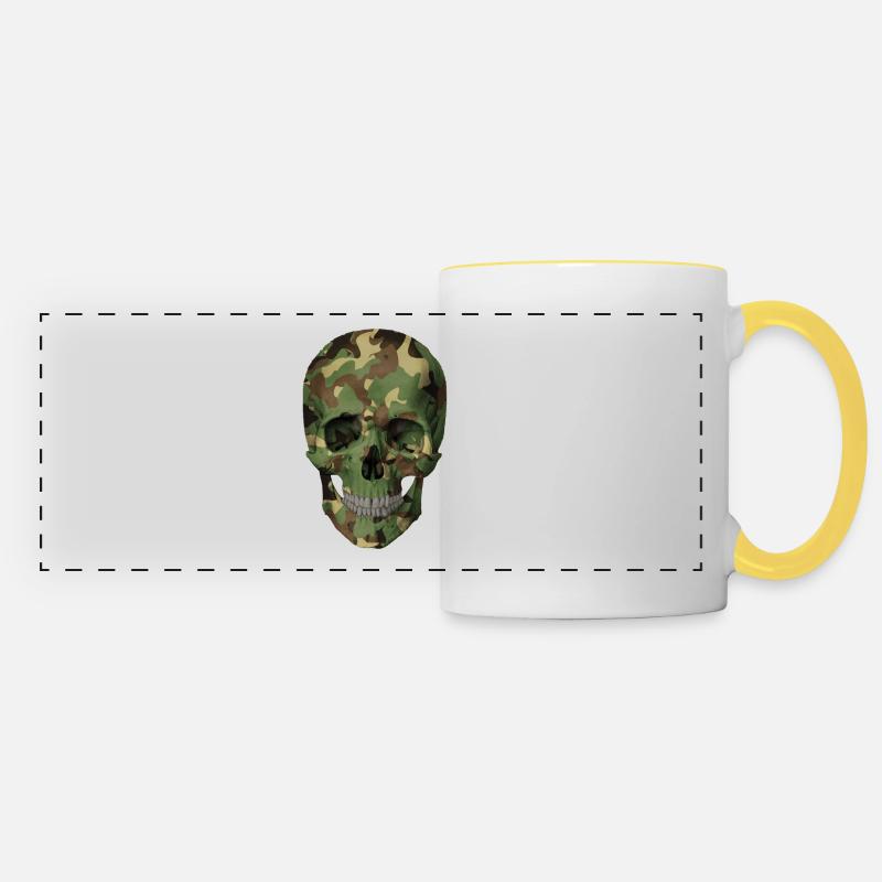 Crâne de camouflage - Mug panoramique contrasté et blanc - blanc/jaune