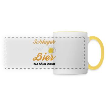 Des chansons et de la bière - Je m’accorde ça - Mug panoramique contrasté et blanc - blanc/jaune - Devant