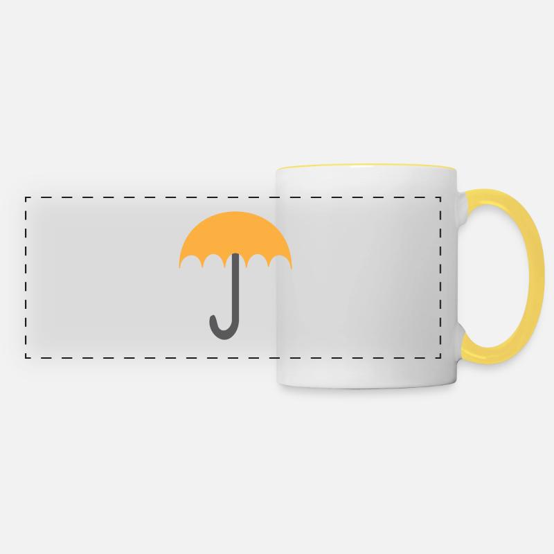 Parapluie orange et gris - Mug panoramique contrasté et blanc - blanc/jaune