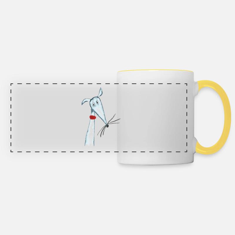 Lévrier bleu - Mug panoramique contrasté et blanc - blanc/jaune