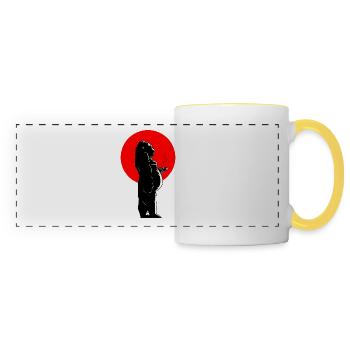 Coffee time & Gorilla - Mug panoramique contrasté et blanc - blanc/jaune - Devant