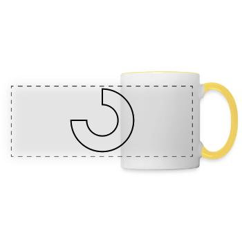 three-quarters district F - Panoramic Mug - white/yellow - Front