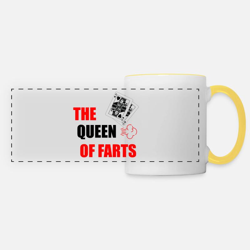 la reine des pets - Mug panoramique contrasté et blanc - blanc/jaune