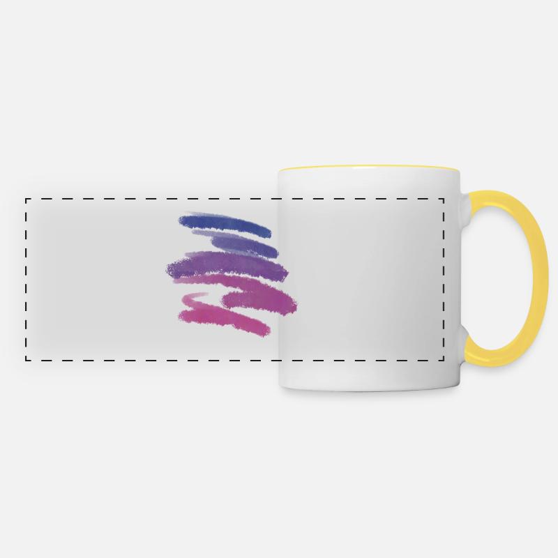 Basic stripes blue pink - Panoramic Mug - white/yellow