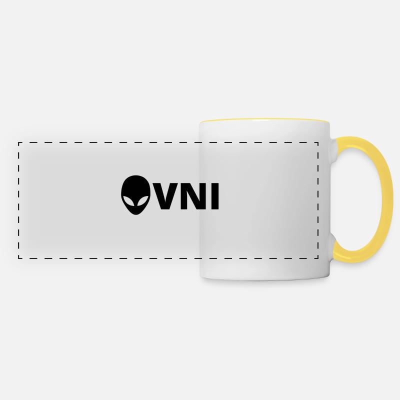 Alien ufo - Panoramic Mug - white/yellow