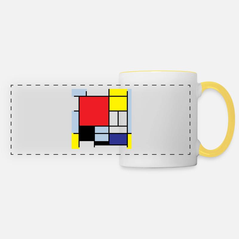 Symbol Piet Mondrian Moderne Kunst Geschenkidee - Panoramatasse - Weiß/Gelb