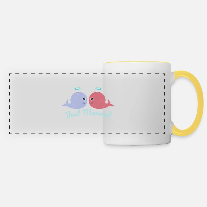 Fish Two whales have just married gift - Panoramic Mug - white/yellow
