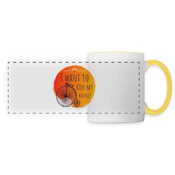 Je veux faire du vélo - Mug panoramique contrasté et blanc - blanc/jaune - Devant