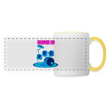 Drummer Kid Drum Set Young Musician - Panoramic Mug - white/yellow - Front