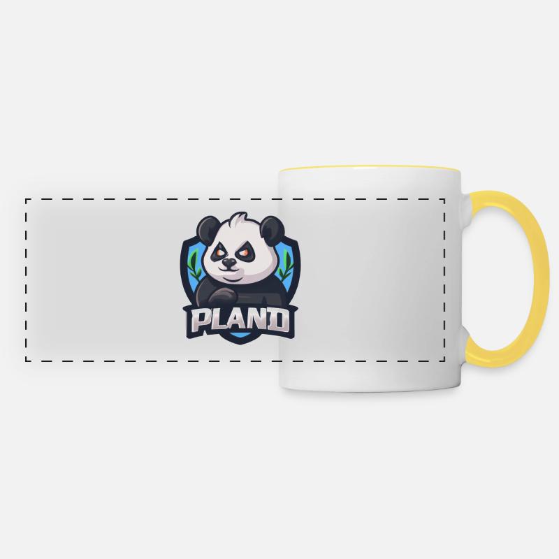 PLAND, der dunkle 🐼 Panda - Panoramatasse - Weiß/Gelb