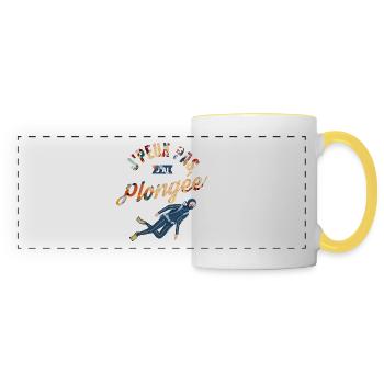 J'Peux pas j'ai Plongée - Mug panoramique contrasté et blanc - blanc/jaune - Devant