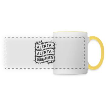 FCKNZS contre le fascisme - Mug panoramique contrasté et blanc - blanc/jaune - Devant