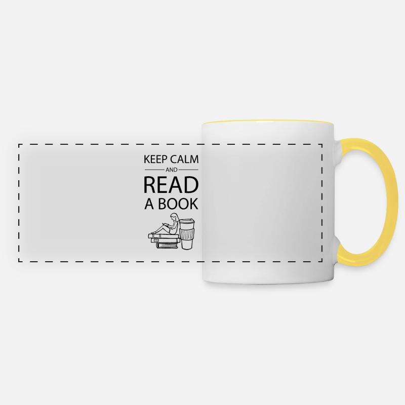 0272 Keep calm and read a book | Book Rebels - Panoramic Mug - white/yellow