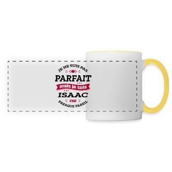 ISSAC PARFAIT - PRENOM ISSAC - Mug panoramique contrasté et blanc - blanc/jaune - Devant
