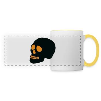 Crâne Halloween 2 - Mug panoramique contrasté et blanc - blanc/jaune - Devant