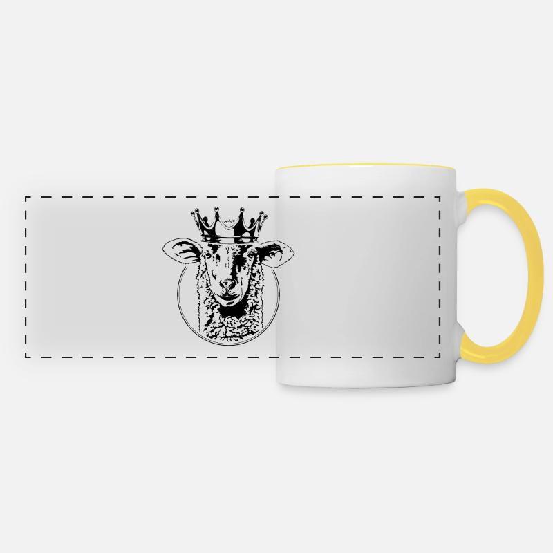 SHEEP with crown funny sheep Wilsign's Shepherd - Panoramic Mug - white/yellow