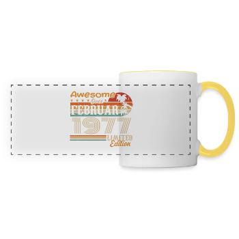 Geburtstag Vintage Geschenkidee Februar 1977 - Panoramatasse - Weiß/Gelb - Vorne