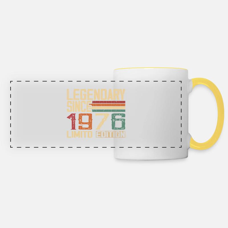 Original 1976 Vintage Geburtstagsgeschenk 1976 - Panoramatasse - Weiß/Gelb