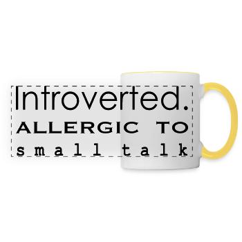 Introverted. Allergic to small talk - Panoramic Mug - white/yellow - Front