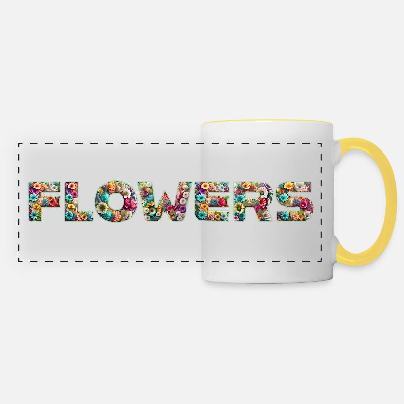 💐🌸🌻 FLEURS - Fleurs 🌻 🌸💐 - Mug panoramique contrasté et blanc - blanc/jaune