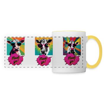 Mug - Pop Art Cow Print - Moot Ye! - Panoramic Mug - white/yellow - Front