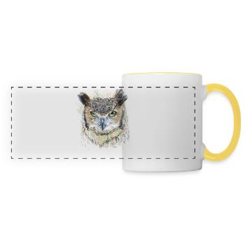 Owl - Panoramic Mug - white/yellow - Front
