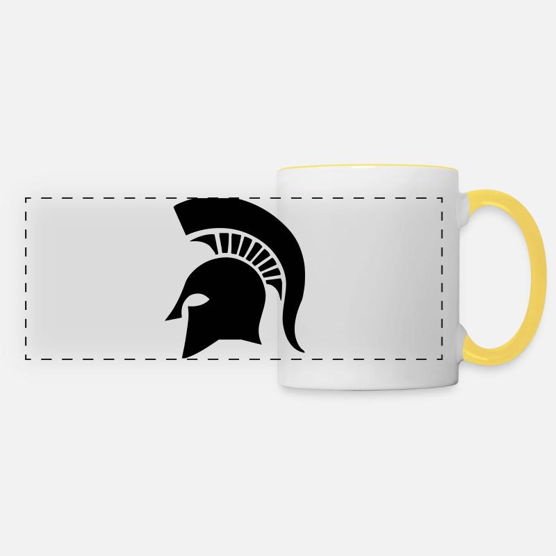 spartan_helm - Mug panoramique contrasté et blanc - blanc/jaune