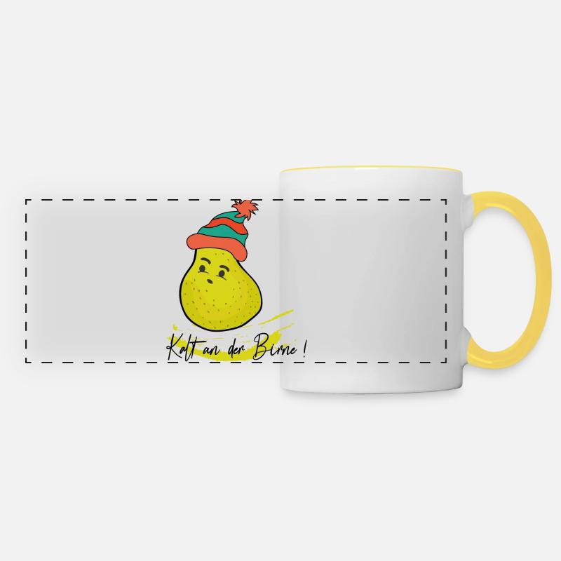 Pear with cap - Panoramic Mug - white/yellow