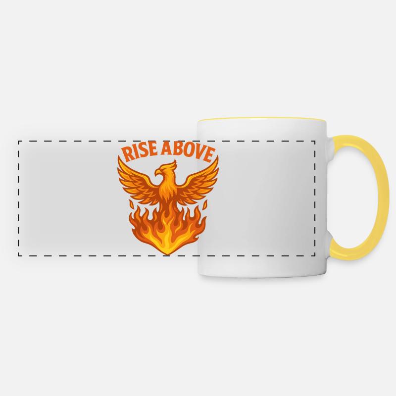 Phoenix Rise Above Fire Motif - Panoramic Mug - white/yellow