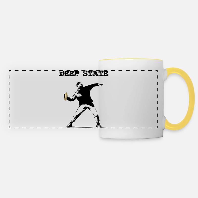 DEEP STATE PRESENTS - NOTRE AGENT EN ACTION - Mug panoramique contrasté et blanc - blanc/jaune