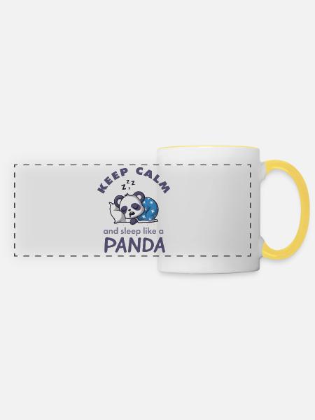 Keep Calm Panda Schlafshirt - Panoramatasse - Weiß/Gelb