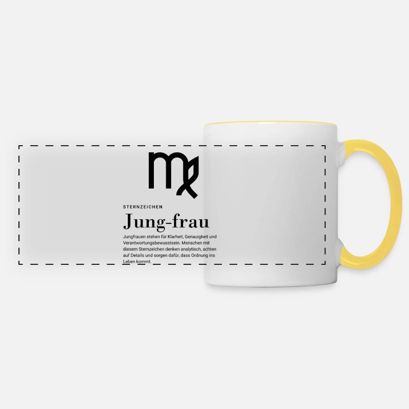 Zodiac sign Virgo - Panoramic Mug - white/yellow