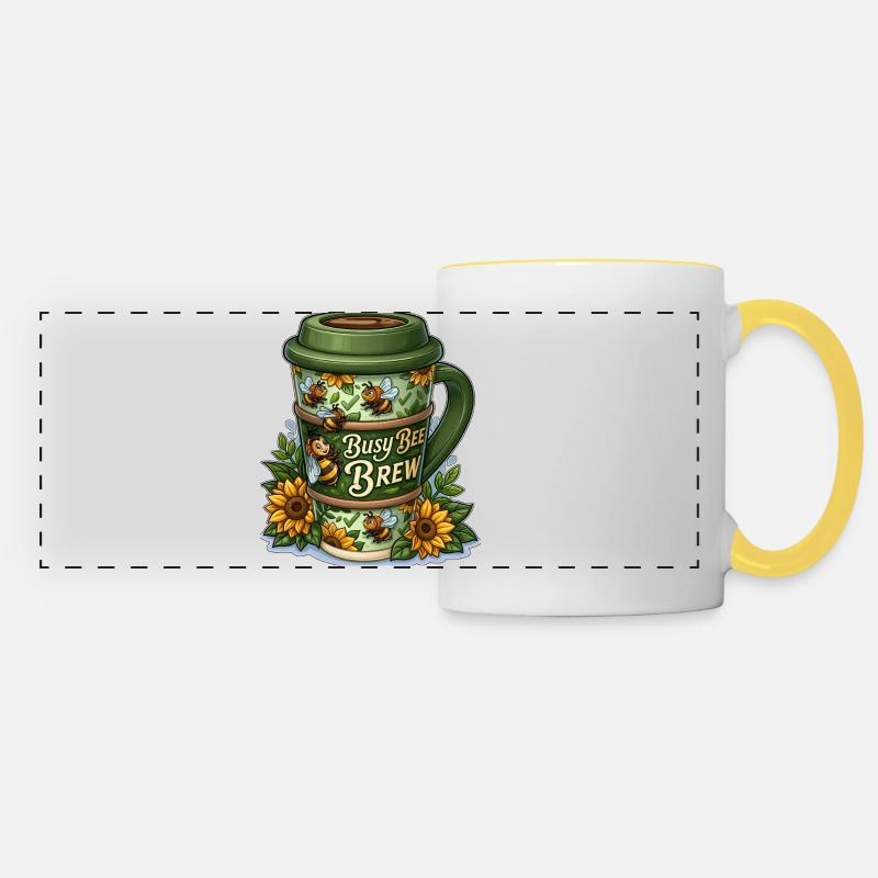 Busy Bee Brew Coffee Cup with Sunflowers - Panoramic Mug - white/yellow