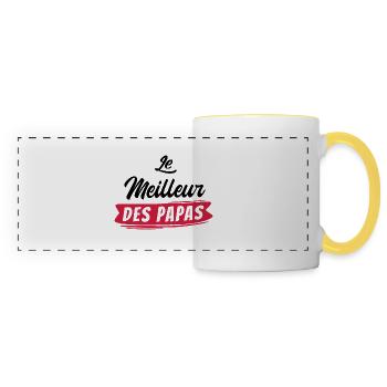 le meilleur des papas - Mug panoramique contrasté et blanc - blanc/jaune - Devant