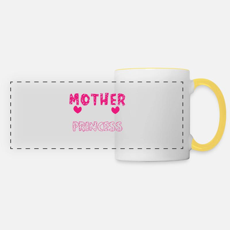 Mère d'une princesse - Mug panoramique contrasté et blanc - blanc/jaune