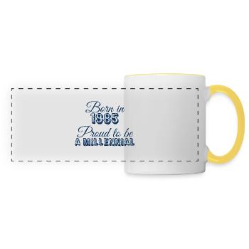 Born in 1985 proud to be a millennial - Panoramic Mug - white/yellow - Front