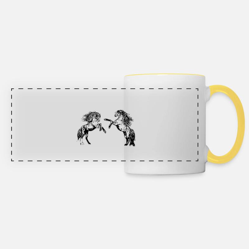 Horse Drawing - Panoramic Mug - white/yellow